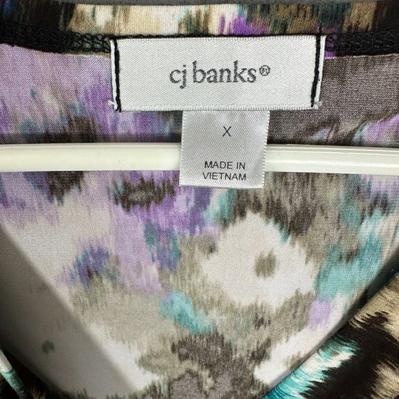 CJ Banks Womens Pullover Flower Purple V Neck Plus Size X - Picture 3 of 14